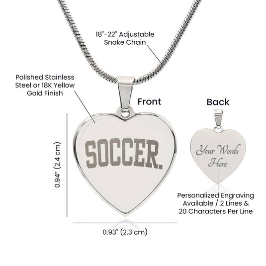 Soccer Tall Design Heart Necklace