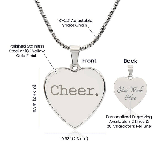 Cheer Typewriter Design Heart Necklace