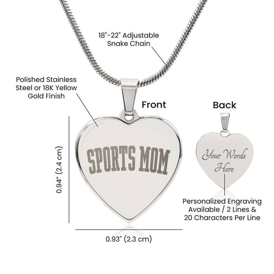 Sports Mom Tall Design Heart Necklace