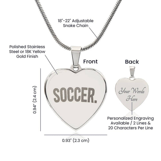 Soccer Rustic Design Heart Necklace