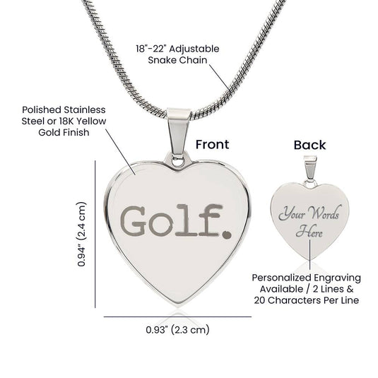 Golf Typewriter Design Heart Necklace