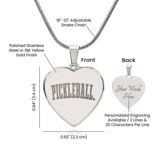 Pickleball Tall Design Heart Necklace