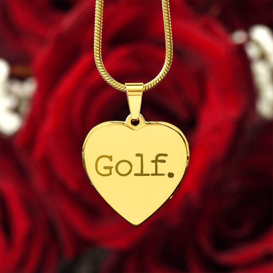Golf Typewriter Design Heart Necklace