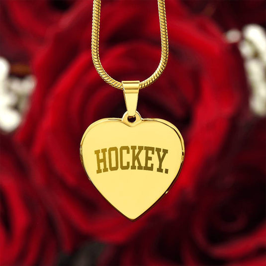 Hockey Tall Design Heart Necklace