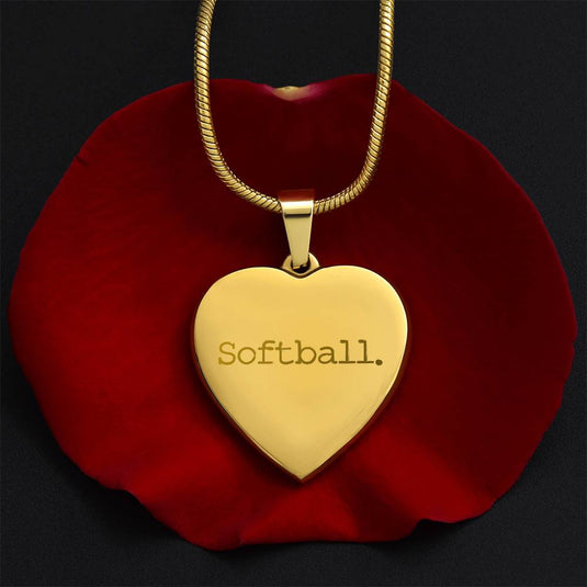 Softball Typewriter Design Heart Necklace