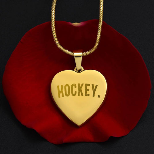 Hockey Rustic Design Heart Necklace