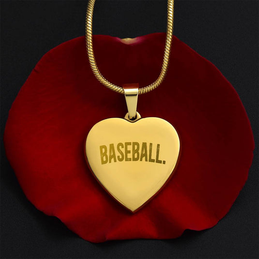 Baseball Rustic Design Heart Necklace