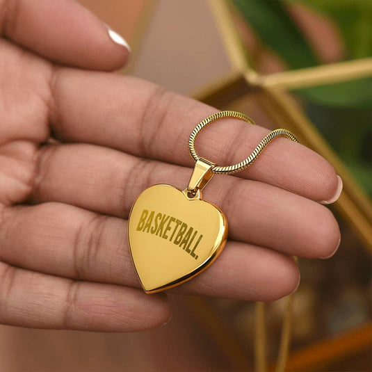 Basketball Rustic Design Heart Necklace