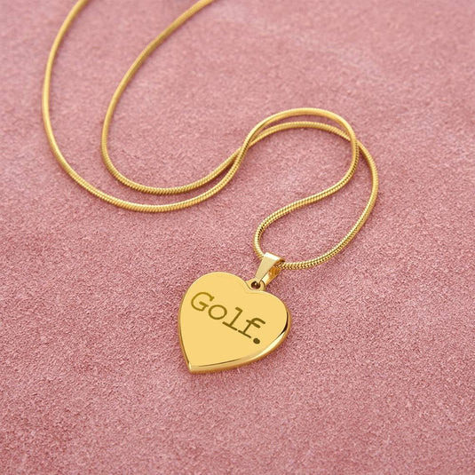 Golf Typewriter Design Heart Necklace