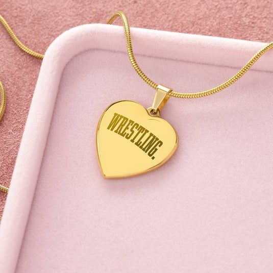 Wrestling Tall Design Heart Necklace