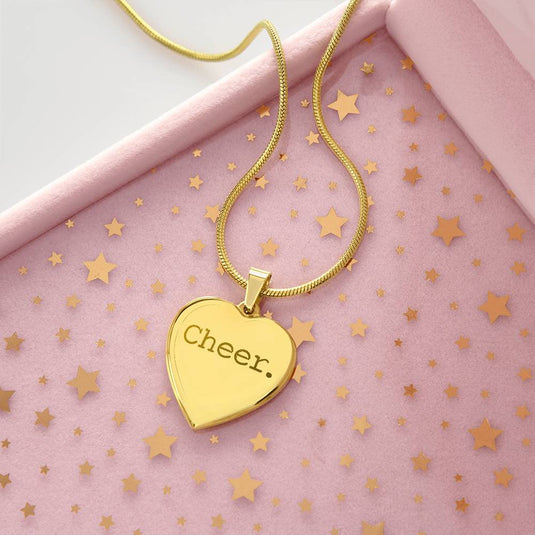 Cheer Typewriter Design Heart Necklace