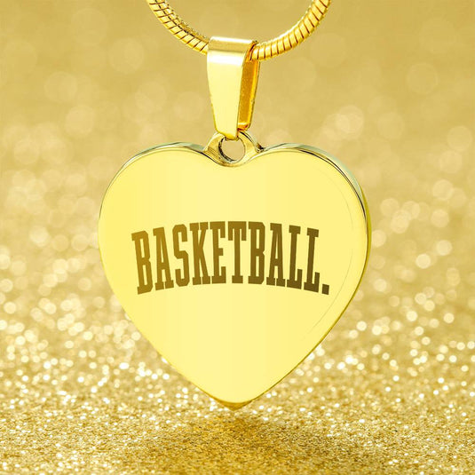 Basketball Tall Design Heart Necklace