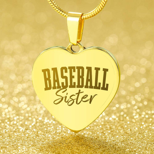 Baseball Sister Tall Signature Heart Necklace
