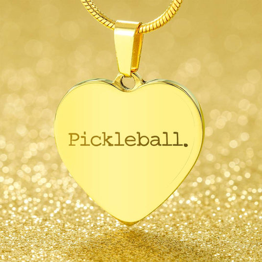 Pickleball Typewriter Design Heart Necklace