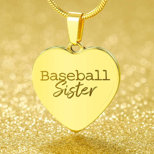 Baseball Sister Typewriter Signature Heart Necklace