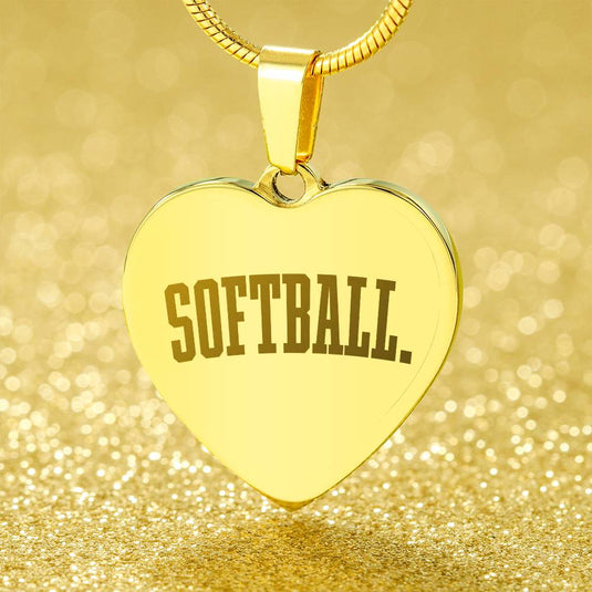Softball Tall Design Heart Necklace