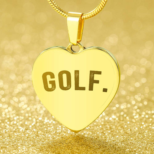 Golf Rustic Design Heart Necklace