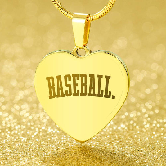 Baseball Tall Design Heart Necklace