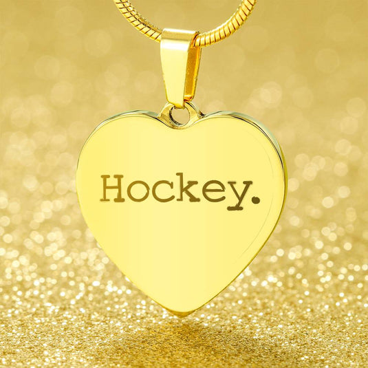 Hockey Typewriter Design Heart Necklace