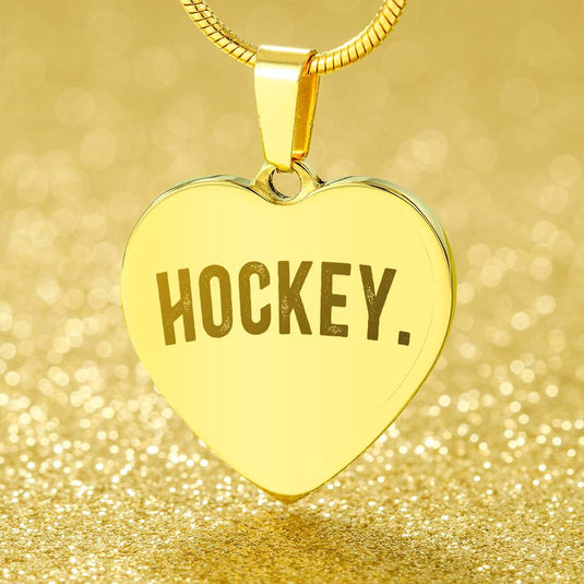 Hockey Rustic Design Heart Necklace