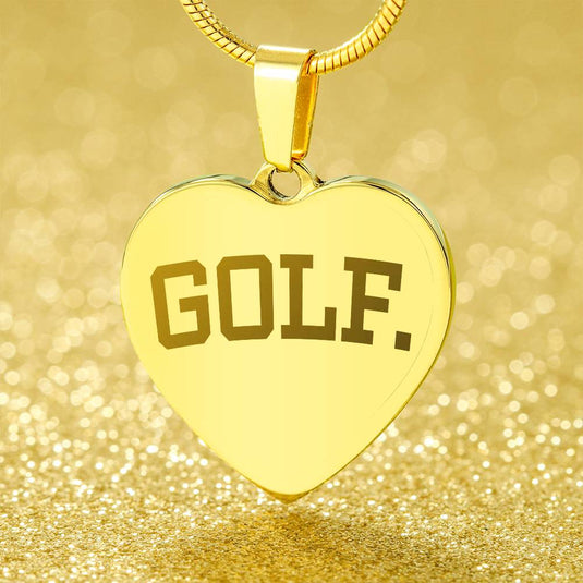Golf Tall Design Heart Necklace