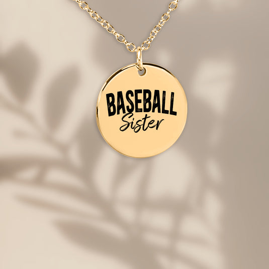 Baseball Sister Rustic Design Coin Necklace