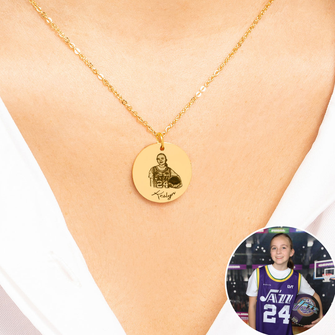 Custom Picture Engraved Coin Necklace
