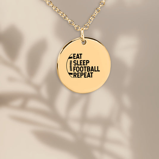 Eat Sleep Football Repeat Coin Necklace