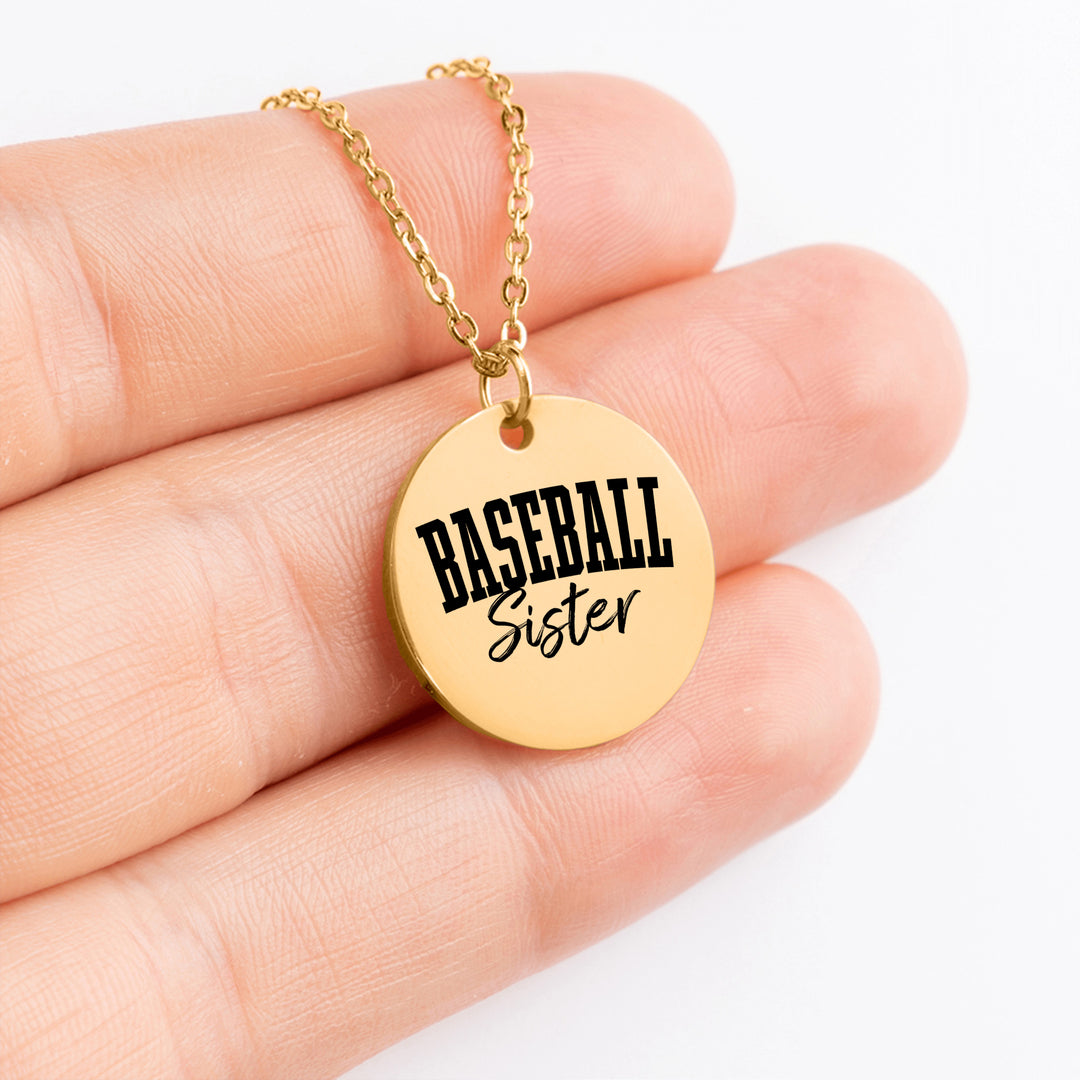 Baseball Sister Tall Design Coin Necklace