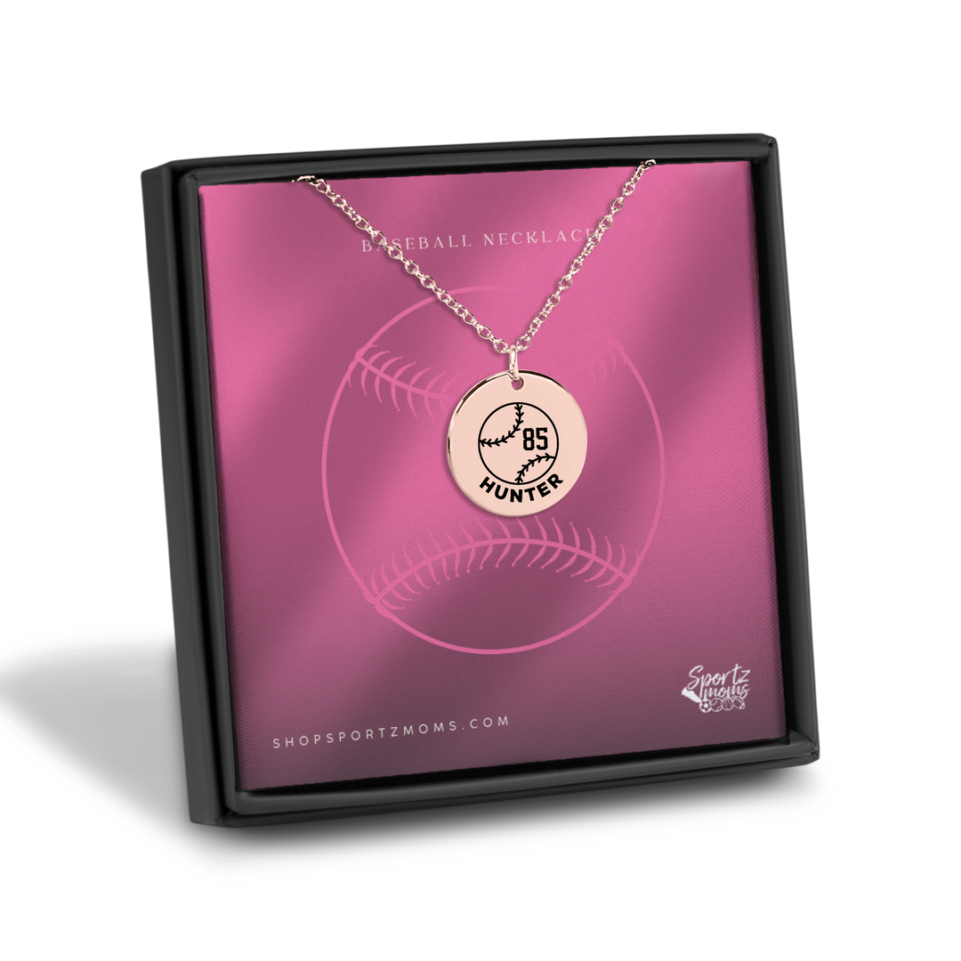 Baseball Custom Name & Number Coin Necklace