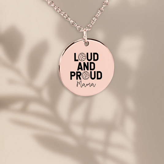 Loud and Proud Mama Volleyball Coin Necklace