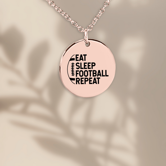 Eat Sleep Football Repeat Coin Necklace