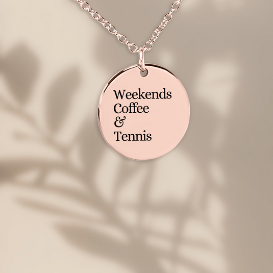 Weekends Coffee & Tennis Coin Necklace