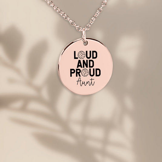 Loud and Proud Aunt Volleyball Coin Necklace