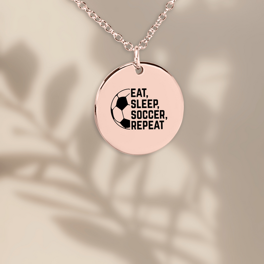 Eat Sleep Soccer Repeat Coin Necklace