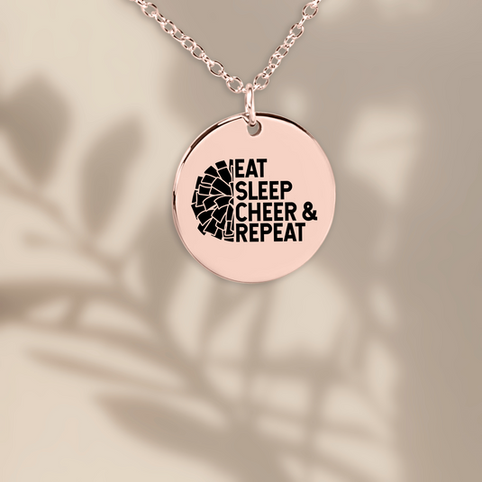 Eat Sleep Cheer & Repeat Coin Necklace