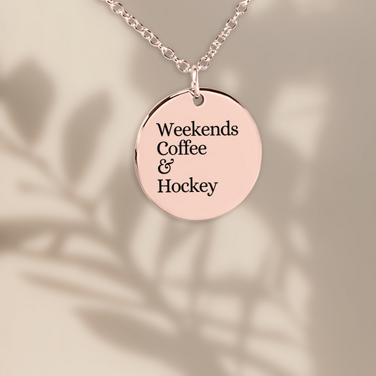 Weekends Coffee & Hockey Coin Necklace