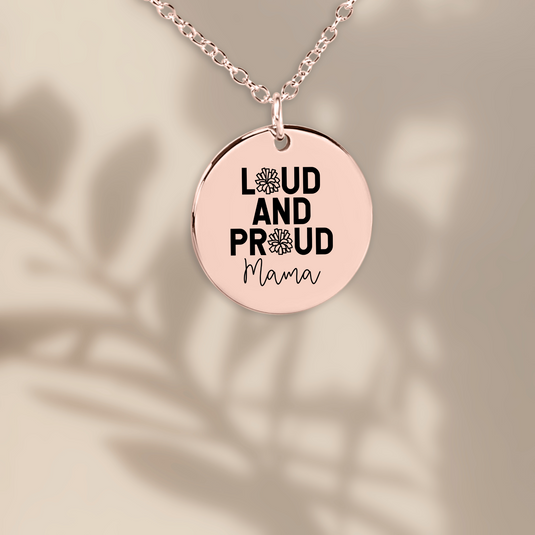 Loud and Proud Mama Cheer Coin Necklace