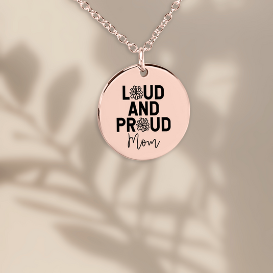 Loud and Proud Mom Cheer Coin Necklace