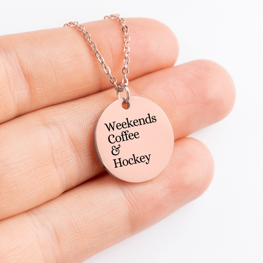 Weekends Coffee & Hockey Coin Necklace