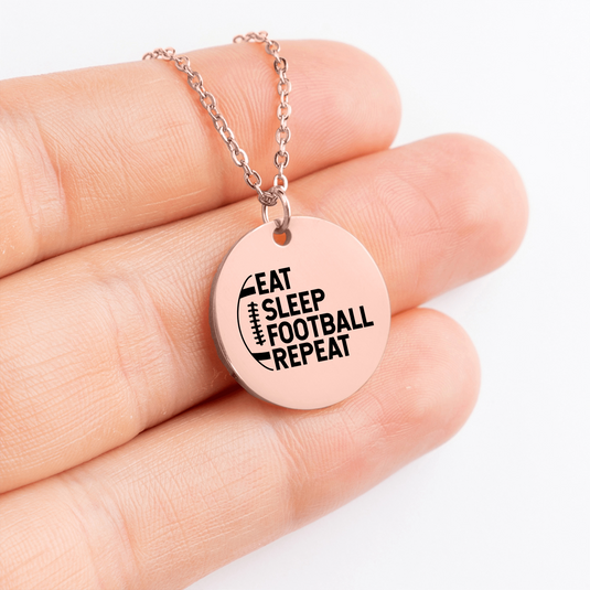 Eat Sleep Football Repeat Coin Necklace