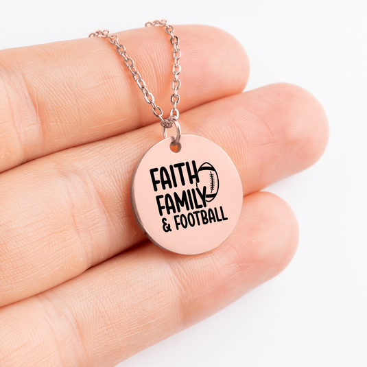 Faith Family Football Coin Necklace