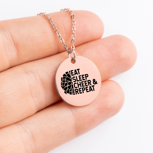 Eat Sleep Cheer & Repeat Coin Necklace