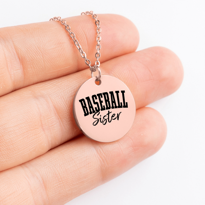 Baseball Sister Tall Design Coin Necklace