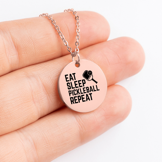 Eat Sleep Pickleball Repeat Coin Necklace