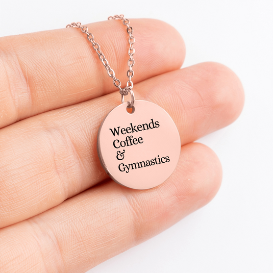 Weekends Coffee & Gymnastics Coin Necklace