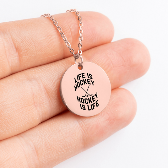 Life Is Hockey Coin Necklace