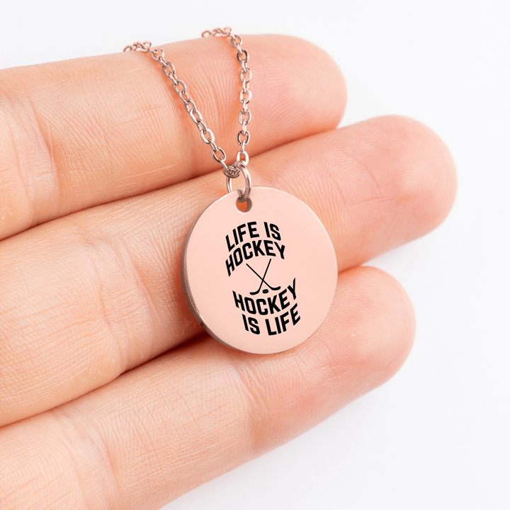Life Is Hockey Coin Necklace