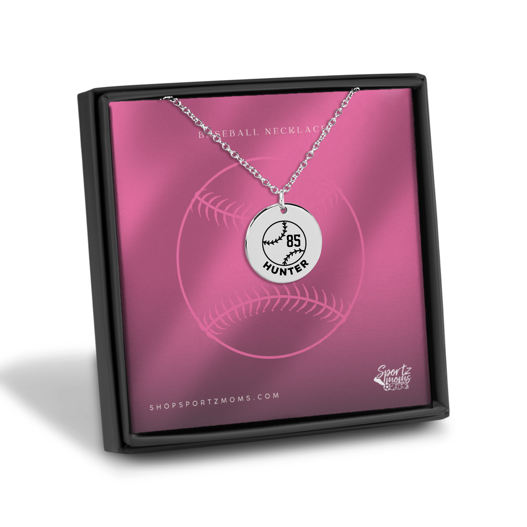 Baseball Custom Name & Number Coin Necklace