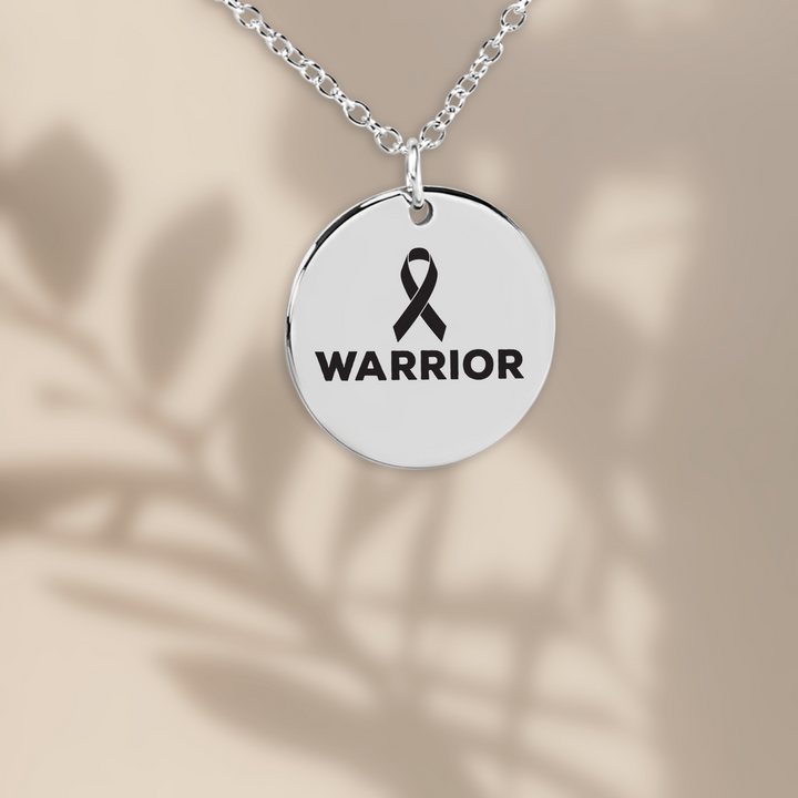 Warrior & Cancer Ribbon Design Coin Necklace